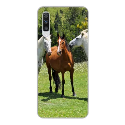 Produktbild von MuchoWow® Handyhülle Schutzhülle Hülle für Samsung Galaxy A70 Pferde - Baum - Schatten Silikon Softcase Handy Hülle - Schutzhaube