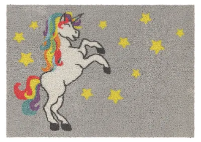 Produktbild von Akzente FEEL Rainbow Unicorn Fußmatte, 50 x 70 cm, Polyester & Latex, rutschfest, warm & kuschelig, für Badezimmer & Fußbodenheizung, EU-Made, allergikerfreundlich, PVC-frei
