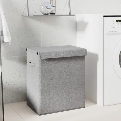 Produktbild von vidaXL Faltbarer Wäschekorb Grau 51x34,5x59 cm Leinenimitat Stoff