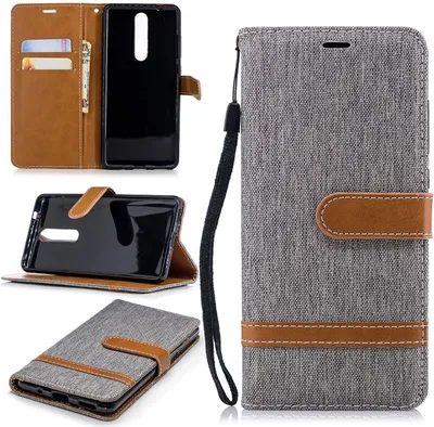 Produktbild von Tasche für Nokia 5.1 Jeans Cover Handy Schutz Hülle Case Grau