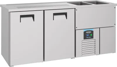 Zdjęcie produktu dla Lada piwna Combisteel ze zlewem – 2 drzwi, na 2 beczki, 195 cm szerokości