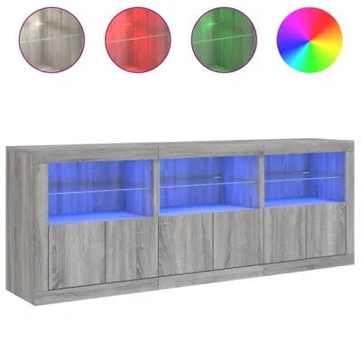 Image de Buffet avec lumières LED sonoma gris 181,5x37x67 cm