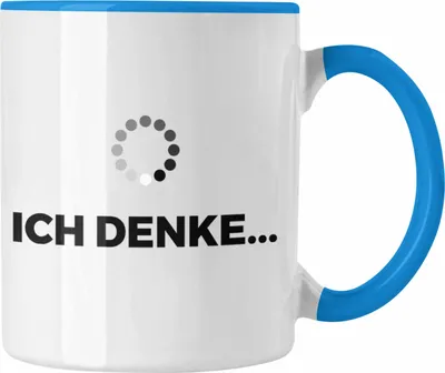 Produktbild von Trendation - Lustige Tasse mit Spruch Ich Denke Kaffeetasse mit Spürchen Büro Arbeit Kollege Geschenk (Blau)