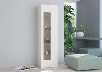Produktbild von Vitrine Vitrinenschrank Standvitrine Standschrank Beistellschrank "Daiquiri I" Weiß Hochglanz