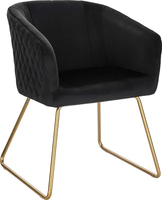 Produktbild von WOLTU Esszimmerstühle Küchenstuhl Polsterstuhl Wohnzimmerstuhl Sitzfläche aus Samt, Metall Gold Beine, Schwarz