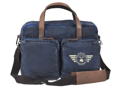 Produktbild von Greenburry BusinessBag Canvas Notebooktasche 39x29cm Vintage Aviator blau