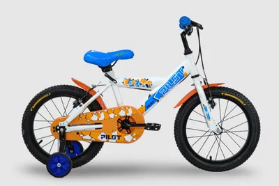Image de Vélo enfant Pilot Bike 16 pouces avec roues stabilisatrices, vélo pour garçon à 1 vitesse avec freins V-Brake, blanc et orange, LAZONI