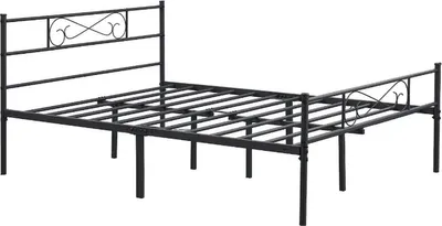 Immagine prodotto di Letto matrimoniale in metallo – 140x200 cm – Rete a doghe inclusa – Nero