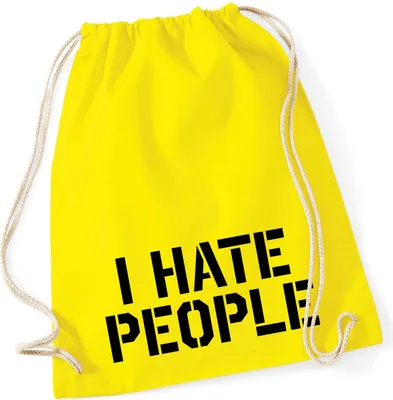 Produktbild von Huuraa Turnbeutel I HATE PEOPLE 12 Liter Yellow Baumwolle Rucksack Geschenkidee