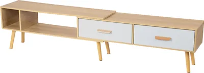 Produktbild von 78-Zoll-TV-Ständer, ausziehbarer TV-Schrank, Entertainment-Center mit 2 Schubladen und offenem Regal, Fernsehständer, TV-Tisch, Medienkonsole für das Wohnzimmer
