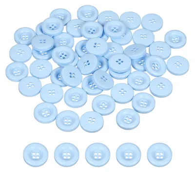 Produktbild von 18 mm hellblaue Harzknöpfe zum Aufnähen - 50 Stück mit 4 Löchern