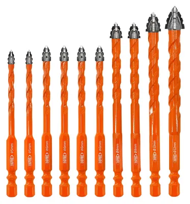 Hartmetall-Mauerbohrer-Set 10 Stück, 5-12mm, für Beton & Fliesen