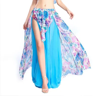 Productafbeelding van Chiffon Dansrok voor Vrouwen en Meisjes met Bloemenpatroon