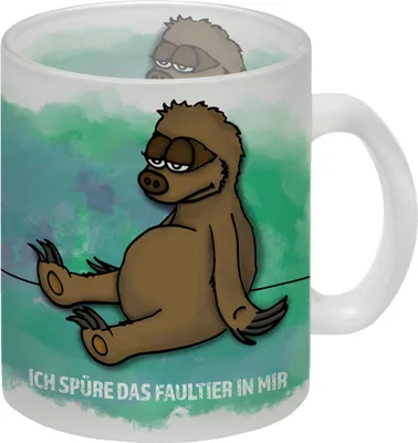 Produktbild von Ich spüre das Faultier in mir Glas Tasse mit Faultier Motiv