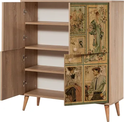 Image de Skye Decor, Multilux-732, armoires, armoire multifonctionnelle, chêne Sonoma, 95 x 111 x 36 cm