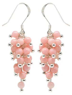 Produktbild von Ohrhänger in Traubenform aus Pfirsich-Koralle & 925 Silber Ohrringe Ohrschmuck