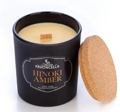 Obrázok produktu pre Sójová sviečka Hinoki Amber čierna 135 g – Pavoncella