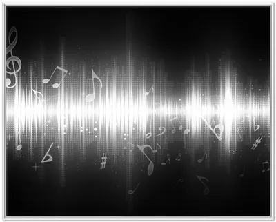 Produktbild von Wallario Wandbild Noten der Musik in schwarz und weiß, Größe: 40,30 x 50,30 cm, Poster mit weißem Aluminiumrahmen