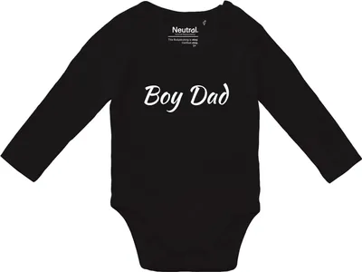 Produktbild von Huuraa Baby Body Boy Dad Schriftzug 80 Black  Baumwolle Fairtrade Langarmbody Geschenkidee