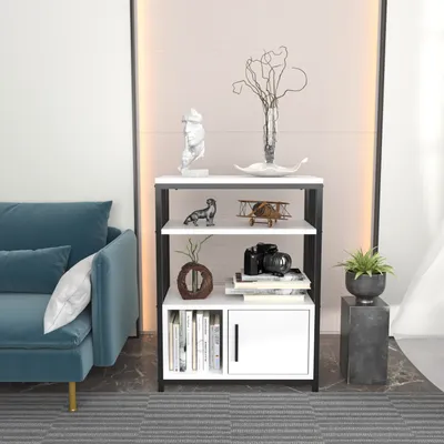 Produktbild von Skye Decor, Letos - White, Black, Bücherregal, Weiß, 100 % MELAMINBESCHICHTETE SPANPLATTEN, 60 x 29,6 x 80 cm