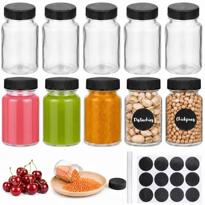 Image de 10 bouteilles en verre réutilisables avec bouchon, capacité de 60 ml