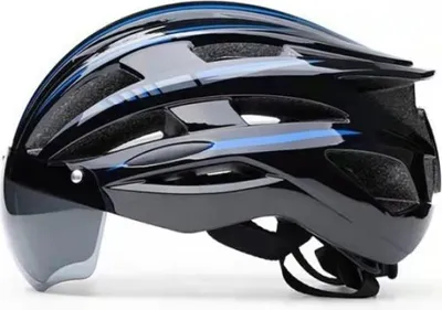 Produktbild von Damen Herren Fahrradhelm Radhelm Rennradhelm MTB Bike Fahrrad Helm Schutzhelm Fahrrad Helm Helme Erwachsene 58 - 61CM, Blau Schwarz