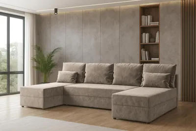 Zdjęcie produktu dla Narożnik KUBO U FIT z funkcją spania i pojemnikiem na pościel sofa narożna