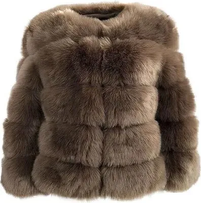Produktbild von Damen Kunstpelz Mantel Kurzer Faux Pelz Winterjacke Kunstfell Oberbekleidung Einfarbig Dicker Parka Wintermantel, Damen , silbergrau, S