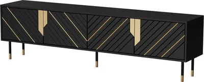 Produktbild von Dmora TV-Ständer Seborga 204x40x55 cm Schwarz, 4 Regale 8 Fächer
