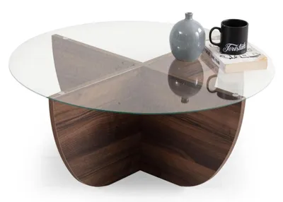 Image de Table basse minimaliste en verre bois X-pieds style moderne nouveau