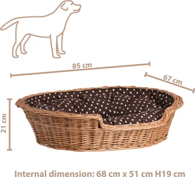 Zdjęcie produktu dla Wiklinowy kosz dla psa owalny z poduszką 85X67 H21 CM