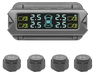 Immagine prodotto di Sistema TPMS di monitoraggio della pressione degli pneumatici Techstar®, Ricarica Solare, 4 Sensori Esterni, Display LCD