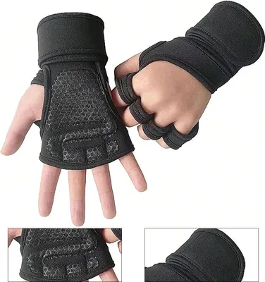 Produktbild von Gym Handschuhe Herren, Schutz Handfläche, Elastisch Fitnesshandschuhe, Y-Band, Fitness Trainingshandschuhe