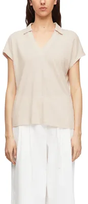 Productafbeelding van COMMA dames polo-shirt van linnenmix – regular fit, V-hals, overslagmodel