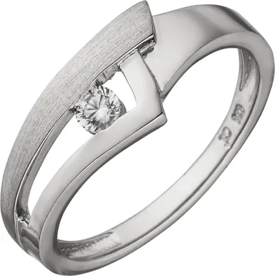 Produktbild von Ring Damenring mit Zirkonia 925 Silber rhodiniert teilmattiert 7,3mm breit Innenumfang 58mm  Ø18.5mm
