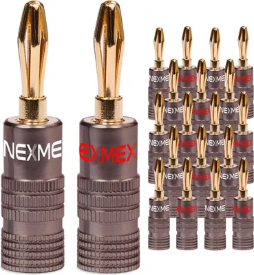 Produktbild von 20x Bananenstecker NEXMEX Ultimate 24K vergoldet High End Stecker Kabel bis 6mm²