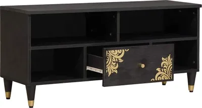 Zdjęcie produktu dla vidaXL Szafka pod TV z półką czarna 100 x 33 x 46 cm lite drewno mango