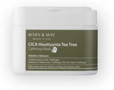 Mary&May Cica Houttuynia Tea Tree Calming Mask – zklidňující plátýnkové masky – 30 ks – obrázek 1