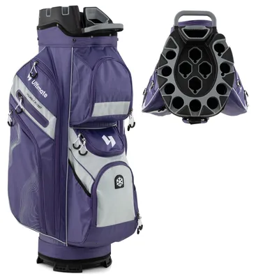 Image de Sac de golf - Sac de golf - Sac de golf pour chariot - Sac de golf - Sac de transport - 14 compartiments - Résistant à l'eau, avec housse de pluie - Violet