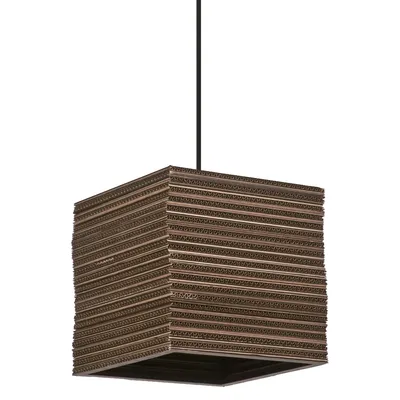 Image de LEDVANCE Suspension Decor Cardboard Square marron en carton ondulé, légère, E27, 250 mm de diamètre, abat-jour en matériau recyclé, durable grâce à la source lumineuse interchangeable, montage facile