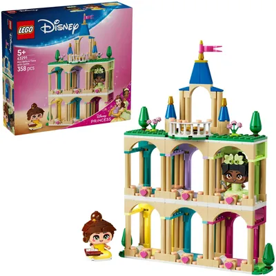 Produktbild von LEGO ǀ Disney Princess Die Mini-Prinzessinnen Belle und Tiana mit ihrem Schloss - Spielzeug mit 2 Minipuppen und Zubehör - DIY Deko - Geschenk für Mädchen ab 5 Jahren und Disney Fans - 43291