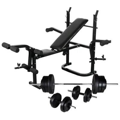 Immagine prodotto di vidaXL Panca da allenamento con rack, set di bilancieri e manubri da 60,5 kg