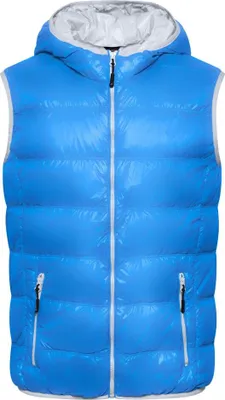 Produktbild von Ultraleichte sportliche Daunenweste mit Kapuze blue/silver, Gr. XXL