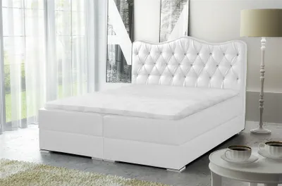 Produktbild von Boxspringbett Schlafzimmerbett SULTAN Kunstleder Weiss 180x200cm