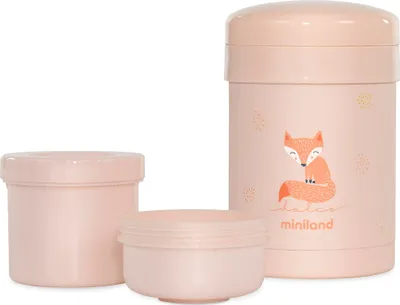 Produktbild von Miniland Dolce Thermos für Lebensmittel mit 2 hermetischen Behältern, 700 ml, rosa