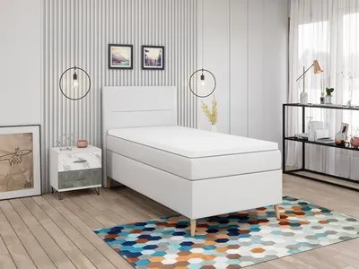 Produktbild von FEDVE Boxspringbett Einzelbett LIAM mit Bettkästen Jugendbett mit Bonell-Matratze und Topper 90x200cm Links