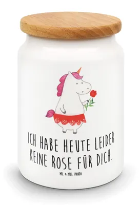 Produktbild von Mr. & Mrs. Panda Kaffeedose Einhorn Dame - Weiß - Geschenk, Unicorn, Dose, Bachelor, salzdose, gebäckdose, behälter, Einhörner, Keksdose, Trennung, Frau