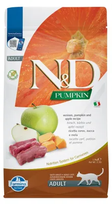 Zdjęcie produktu dla Farmina N&D Cat Pumpkin Venison & Apple 1,5kg Sucha Karma Dla Kota z Jeleniem Dynią i Jabłkiem