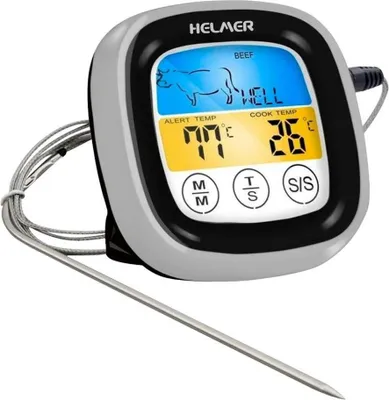 Obrázek produktu pro HELMER digitální vpichový kuchyňský teploměr TM 23/ LCD displej/ - 20 až 300 °C/ černo-stříbrný