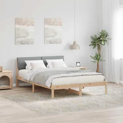 Image de Maison Exclusive - Sommier brun et gris clair 135 x 190 cm en pin massif